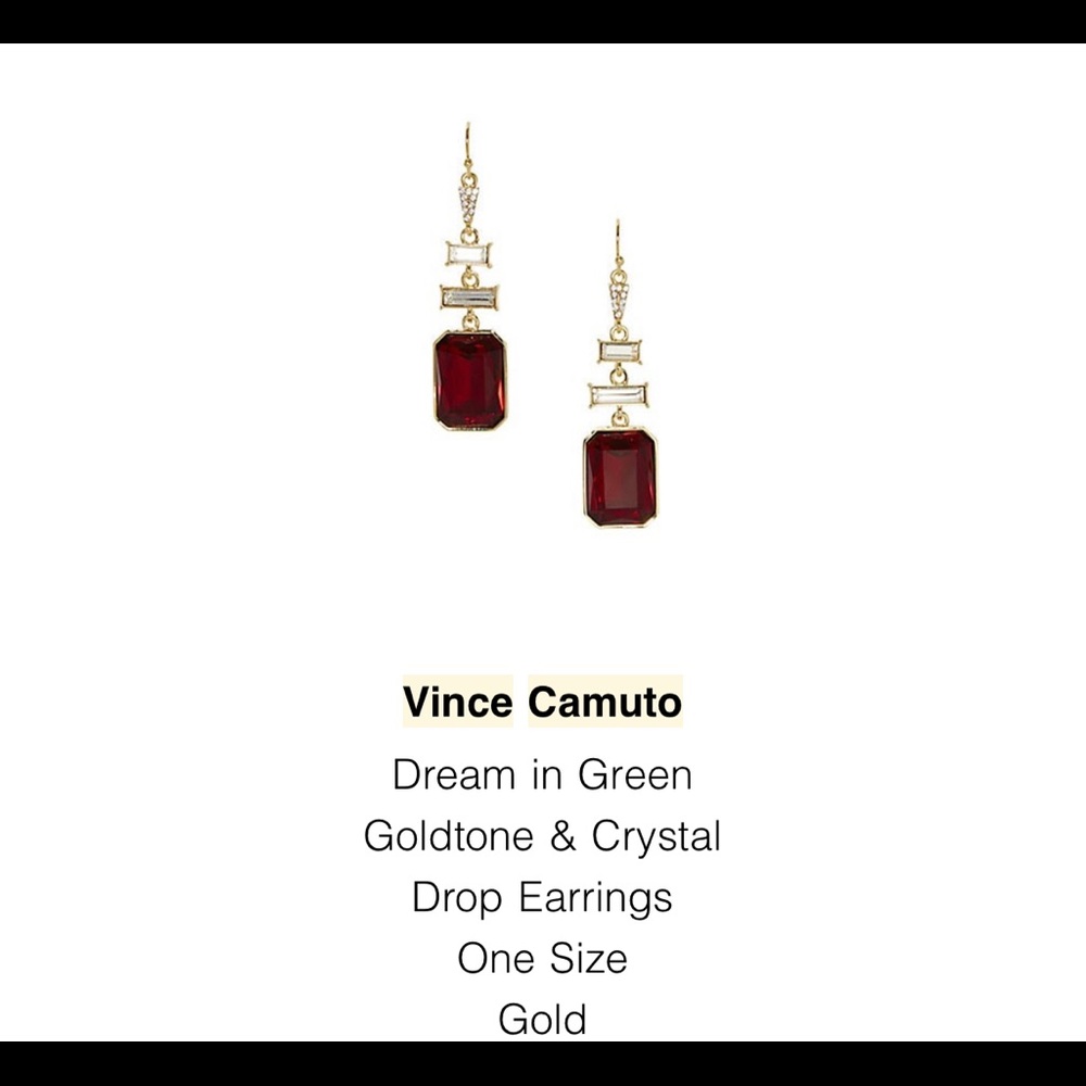 Vince Camuto Dream in Green Goldtone & Crystal Drop Earrings - Picture 3 of 4